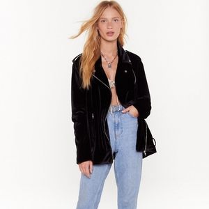 Nasty Gal Velvet Aviator Jacket
